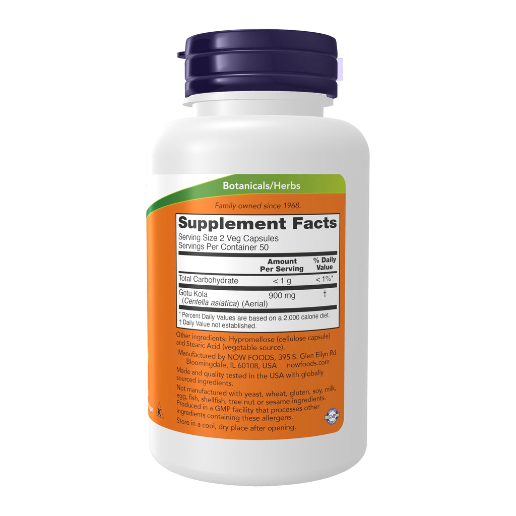NOW Supplements, Gotu Kola 450 mg, Herbal Supplement, 100 Veg Caps