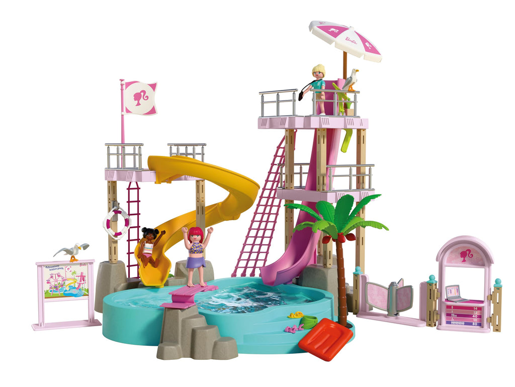Playmobil | Barbie x Barbie Waterpark | Summer Adventure with Barbie, Nikki & Daisy | Large Water Park with Real Water, Slides & Pool | for Children Aged 4+ | 72120