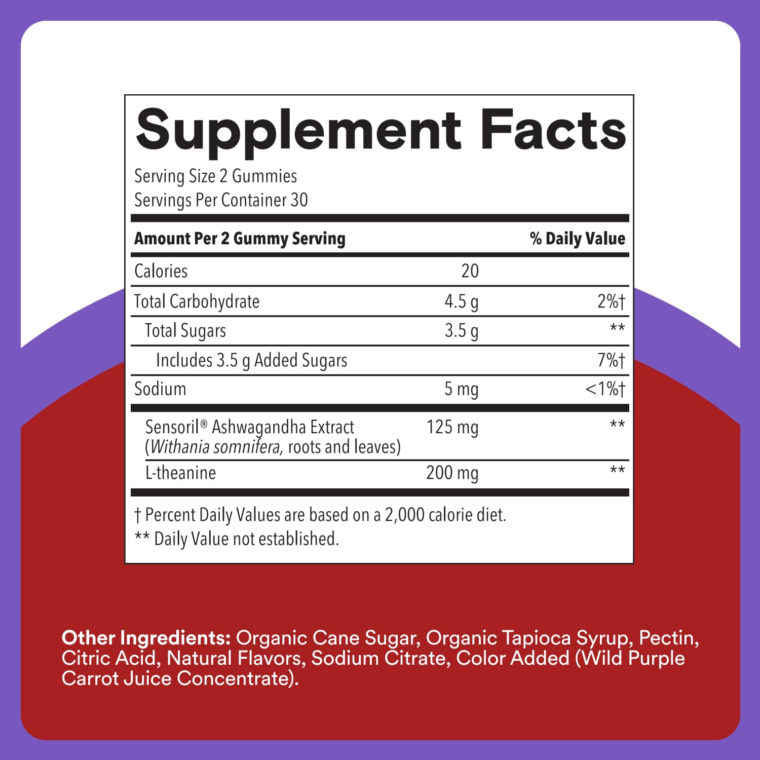 SmartyPants Adult Stress Support Gummies: Fast-Acting Calm & Mood Support with L-Theanine 200mg & Ashwagandha (Sensoril), Non-Drowsy, Mixed Berry Flavor, 60 Count (30 Day Supply)