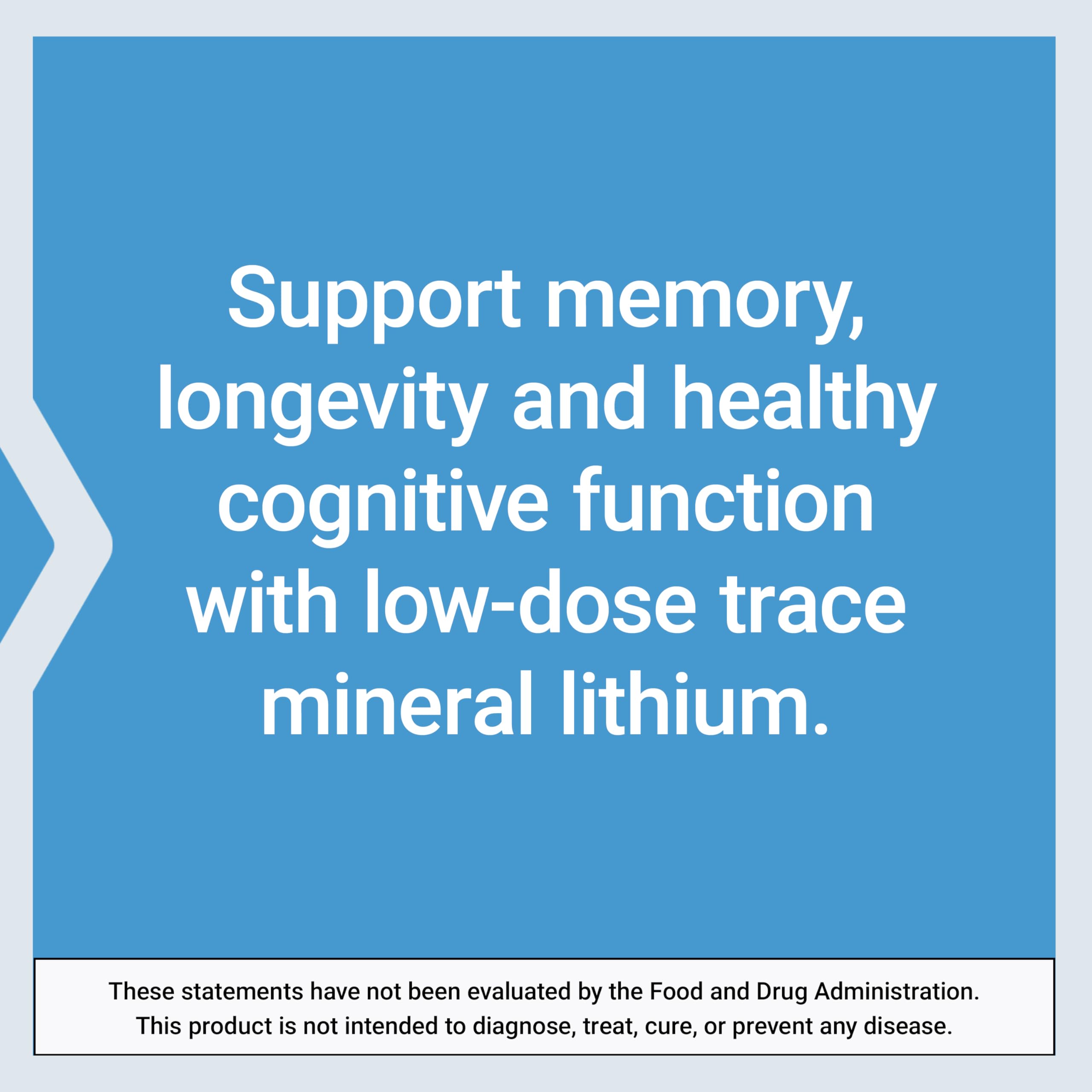 Life Extension Lithium, 1000 mcg – Lithium Orotate – Helps Maintain Cognitive Function & Memory – Low-Dose Formula – Non-GMO, Gluten-Free, Vegetarian – 100 Capsules (Pack of 2)