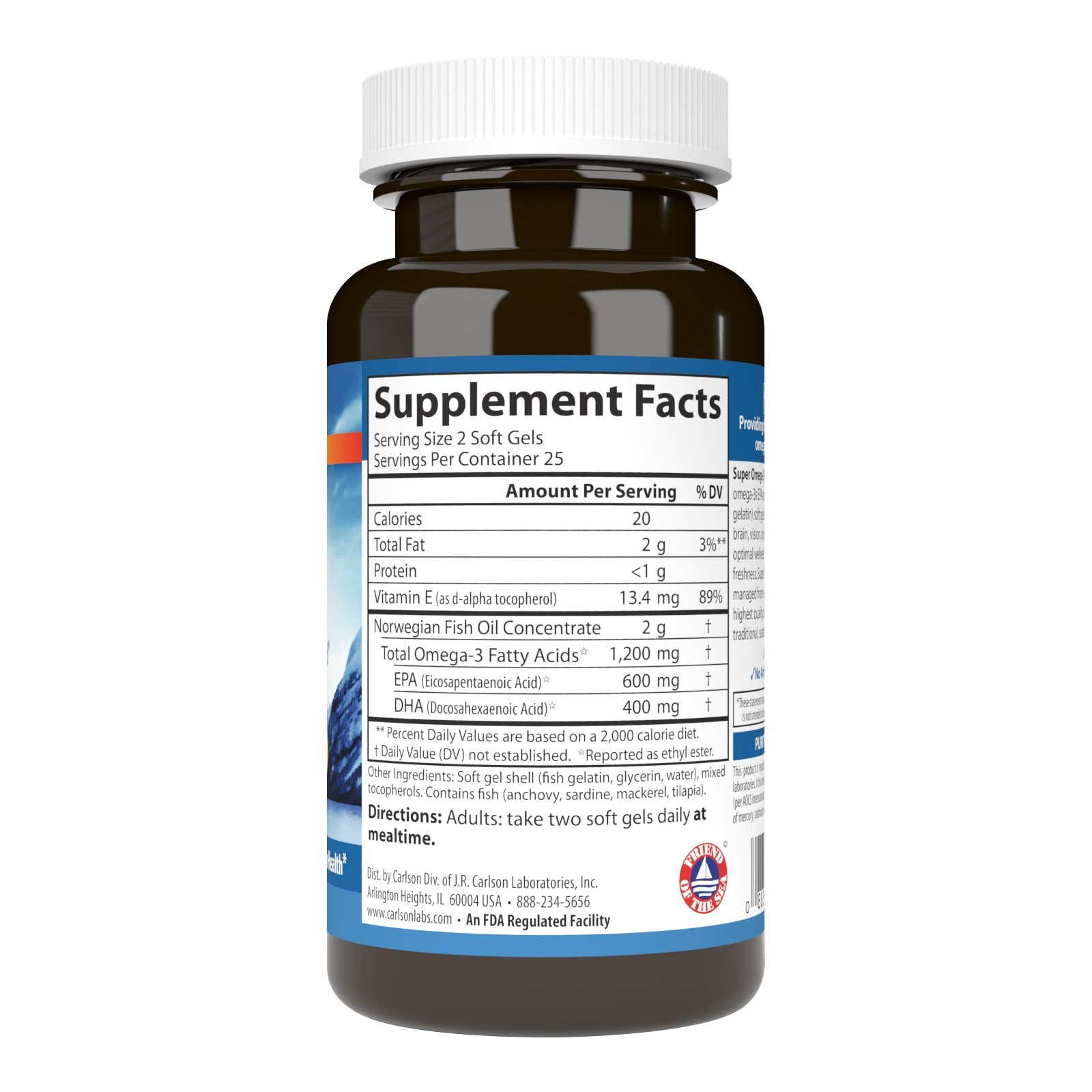 Carlson Super Omega-3 Gems, Pescatarian, 50 Pescatarian Softgels