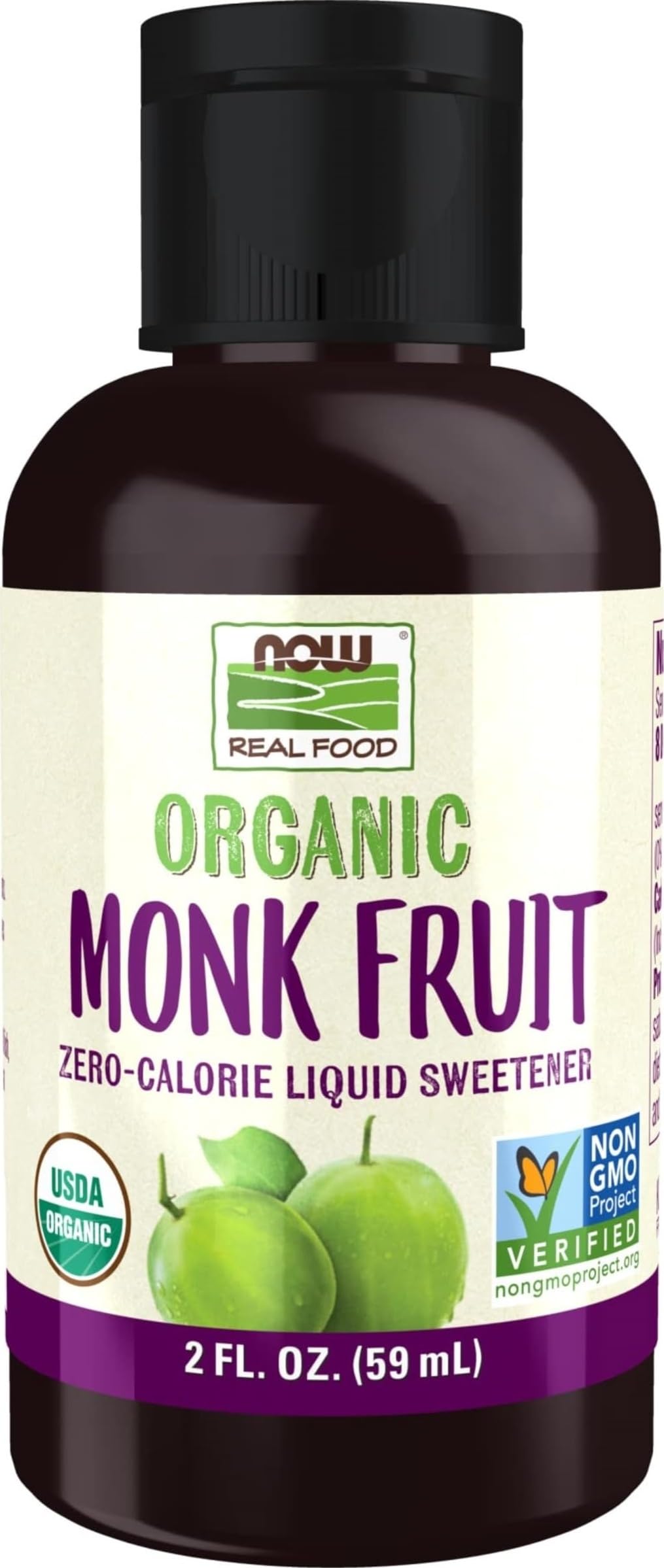 NOW Foods, Certified Organic Monk Fruit Liquid, Zero-Calorie Liquid Sweetener, Non-GMO, Low Glycemic Impact, 2-Ounce