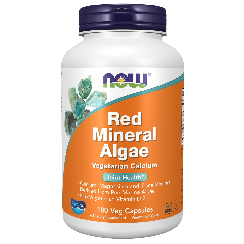 NOW Foods Supplements, Red Mineral Algae Plus Vitamin D-2, 180 Veg Capsules