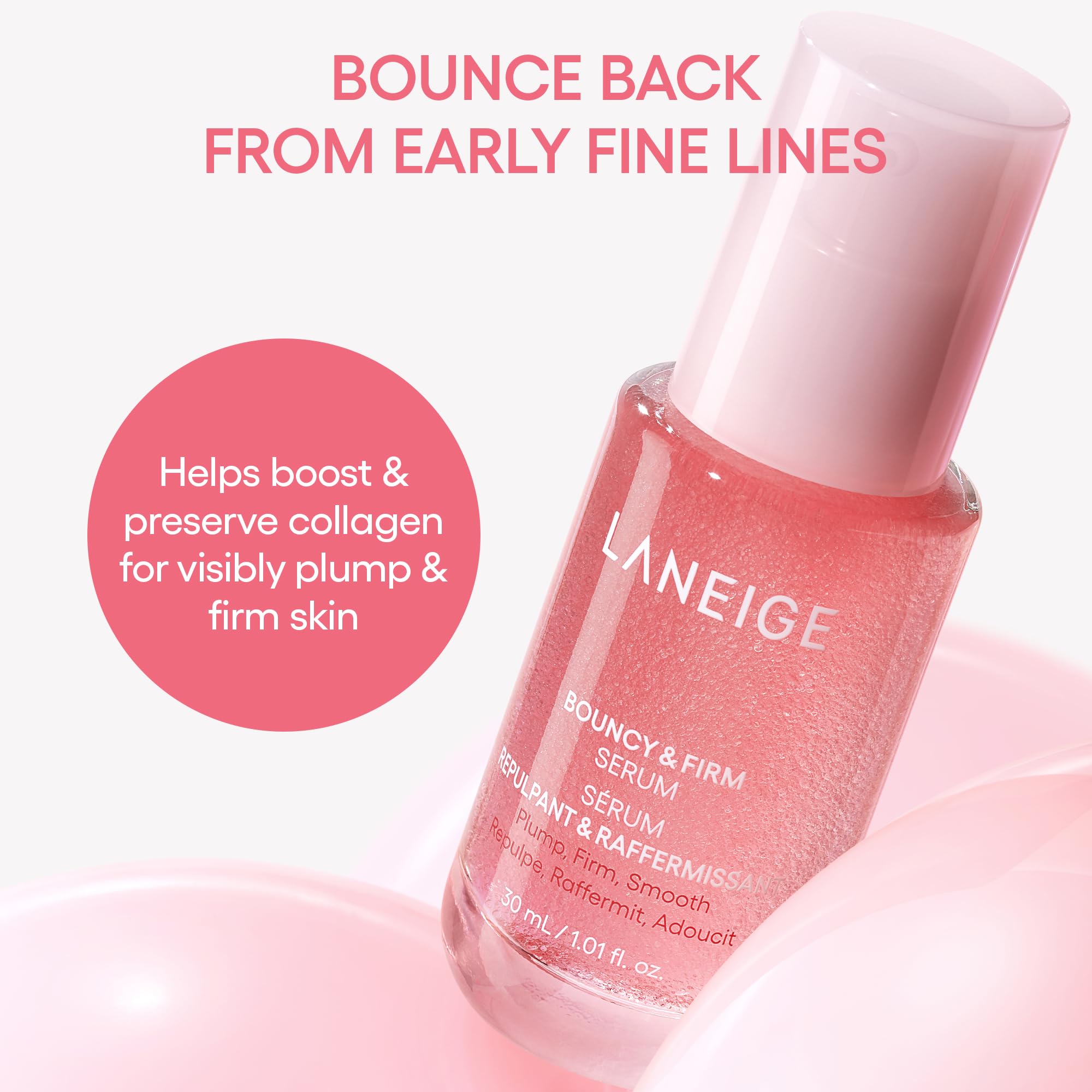 LANEIGE Bouncy & Firm Serum: Korean Slow Anti-Aging Collagen Complex Face Serum with Peptides for Hydrating, Plumping & Firming| Korean Skin Care