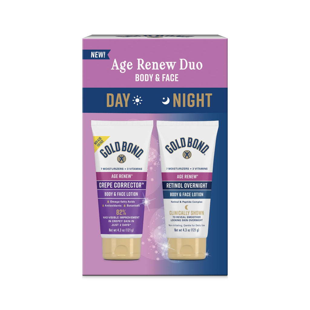Gold Bond Age Renew Day & Night Duo Lotion Set for Body & Face, 8.6 oz