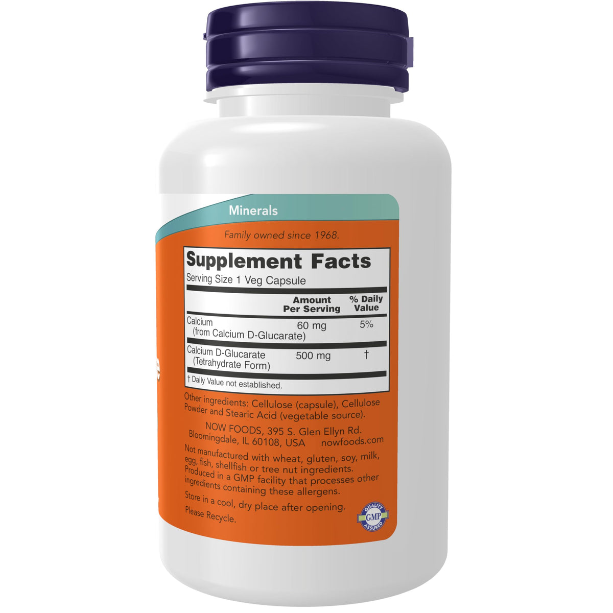 NOW Foods Supplements, Calcium D-Glucarate 500 mg, 90 Veg Capsules