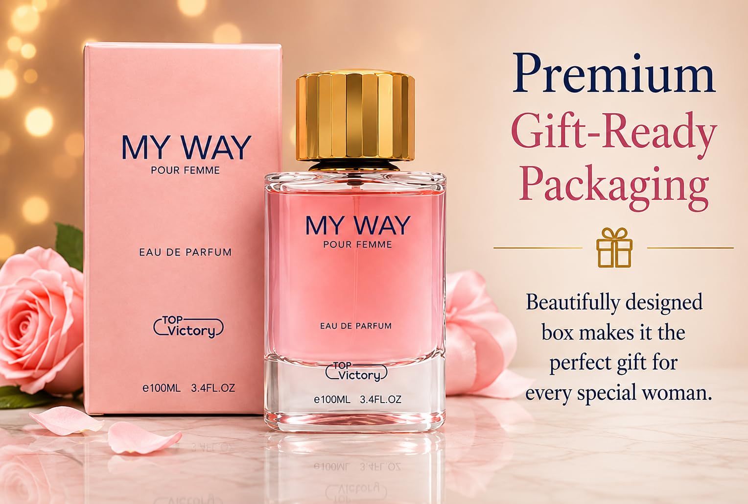 TOP victory My Way Pour Femme Eau de Parfum, Floral Scent, Long Lasting Luxury Fragrance for Women, 3.4 Fl Oz