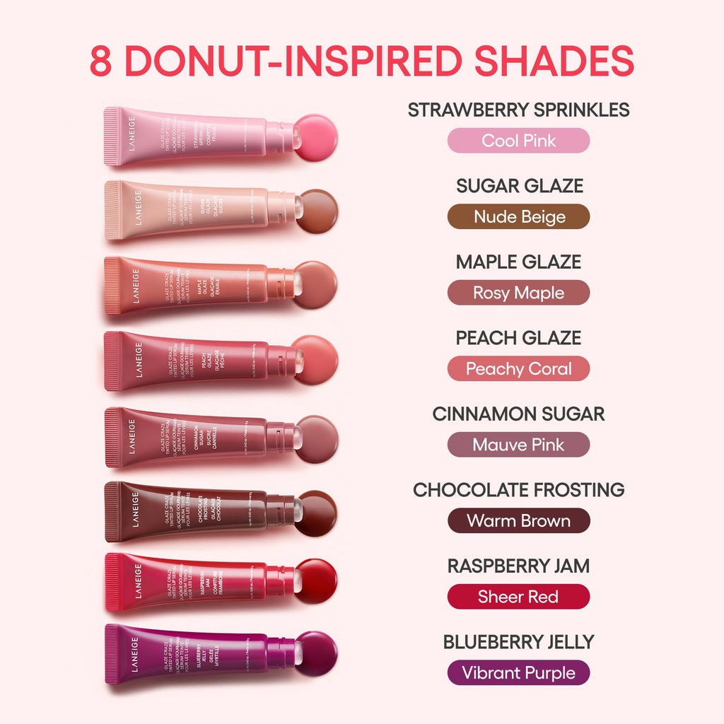 LANEIGE Glaze Craze Tinted Lip Serum: Hydrating, Lip Barrier-Boosting, Softening Lip Serum Treatment for Glossy & Buildable Shine, Nourished Lips | Korean Skin Care, Peach Glaze