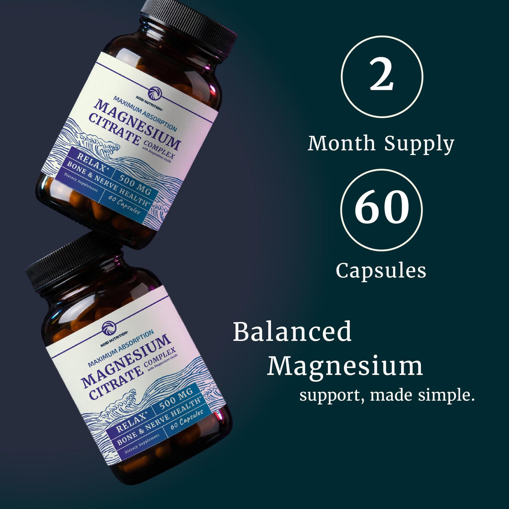 Magnesium Citrate Complex 500 MG for Constipation, Digestion, Calm & Relaxation Support | High Absorption Magnesium Supplement | Citrato de Magnesio | Non-GMO Soy-Free | 60 Mag Citrate Capsules