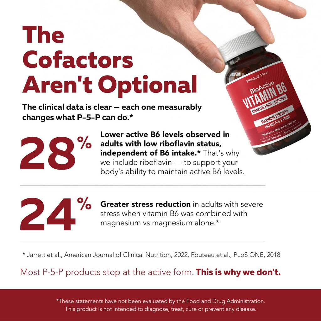 BioActive Vitamin B6 100mg Capsules - Active P-5-P Form for Mood, Energy & Cycle Support - Enhanced Absorption with Riboflavin & Magnesium - Clinical Strength, Non-GMO (60 Capsules - 2 month supply)