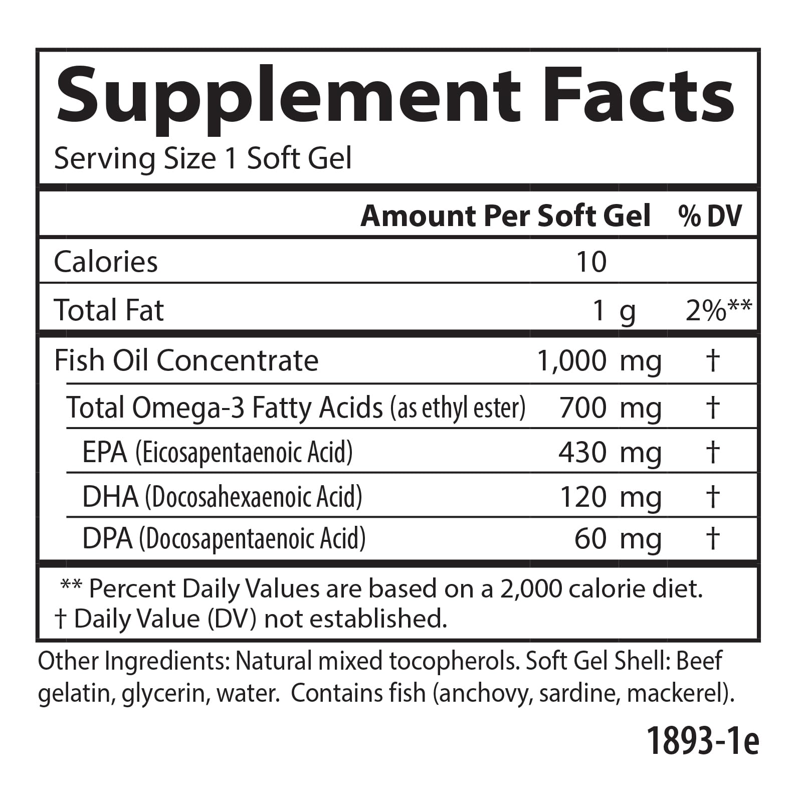 Omega-3, 700 mg Omega-3s, EPA, DHA, DPA, Budget Friendly, Wild Caught, Sustainably Sourced, 60 Soft Gels