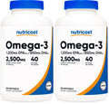 Nutricost Omega 3 Fish Oil - 2500MG, 120 Softgels (40 Serv) - Fish Oil, Wild Caught! 1200mg EPA 850mg DHA - Non-GMO, Gluten Free (Pack of 2)