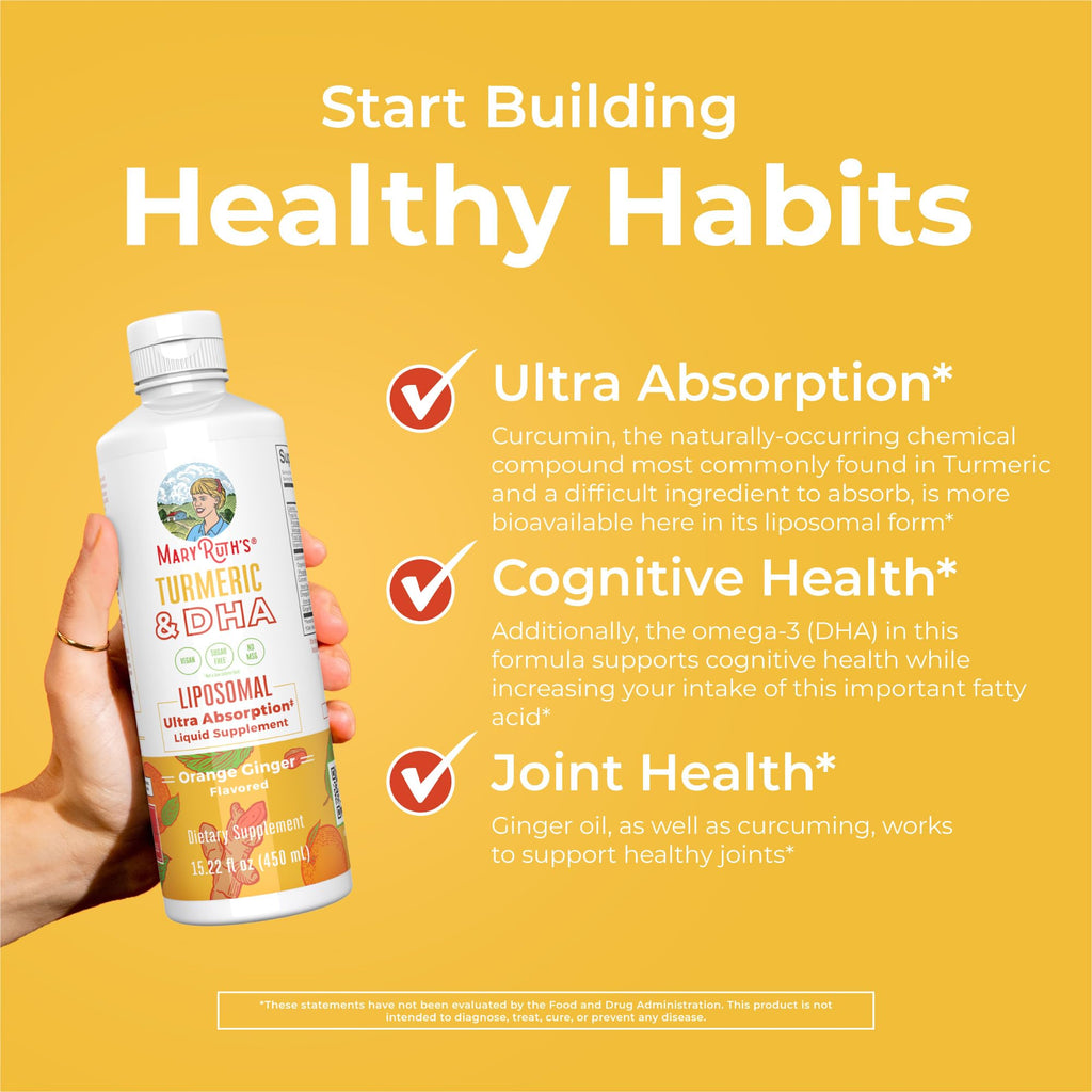 MaryRuth's Turmeric & DHA Liposomal Liquid, Ultra Absorption, 15.22 oz
