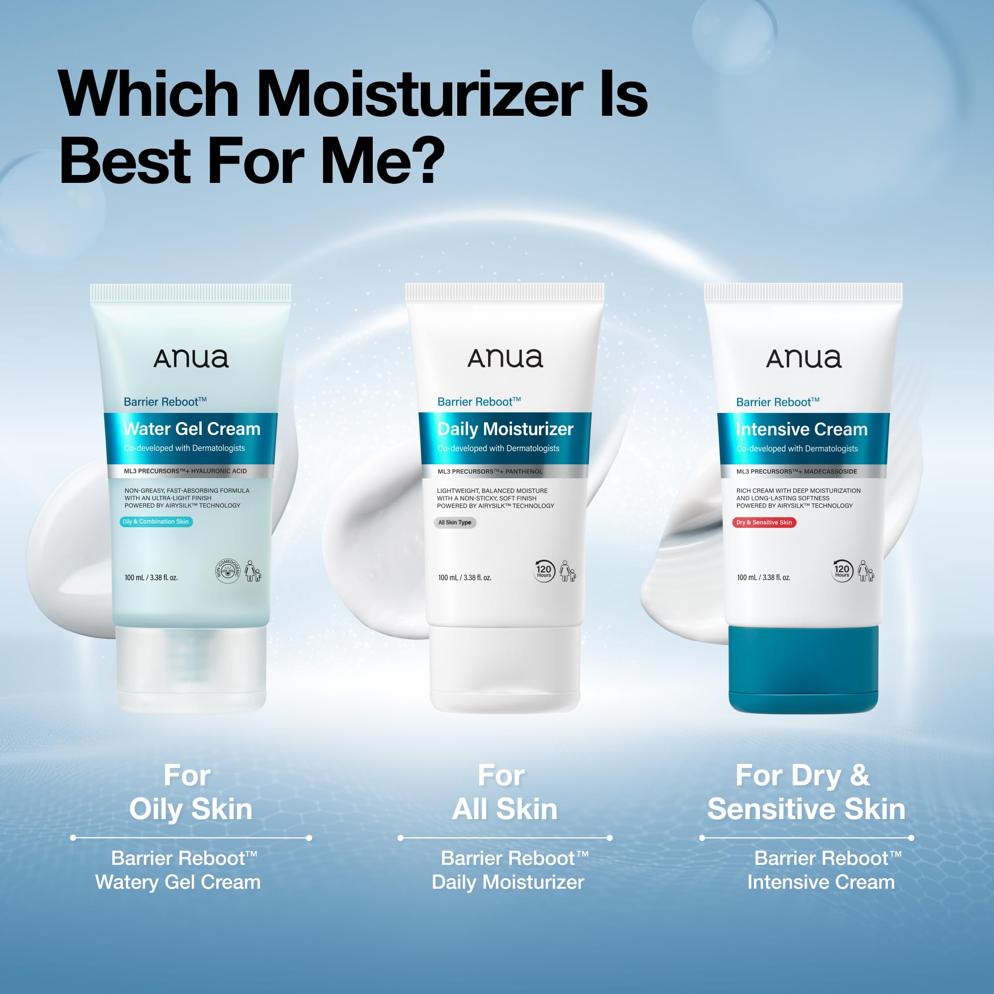 ANUA Barrier Reboot Water Gel Cream, Non-Greasy Gel Moisturizer with Ceramide and Hyaluronic Acid, Instant Barrier Relief for Oily Combination Skin, Dermatologist Tested Korean Skincare, 3.38 fl oz
