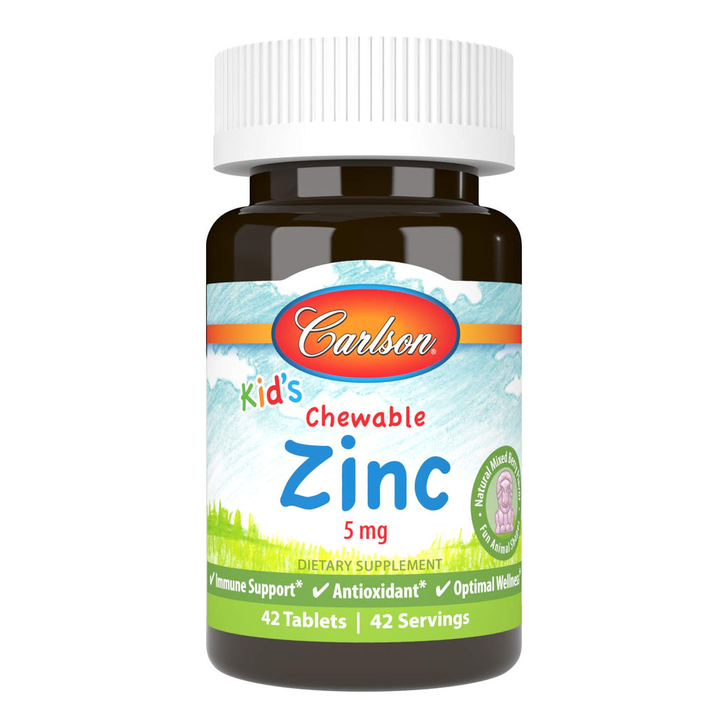 Carlson Kid's Chewable Zinc, 5 mg, Optimal Wellness, 42 Chewable Tablets