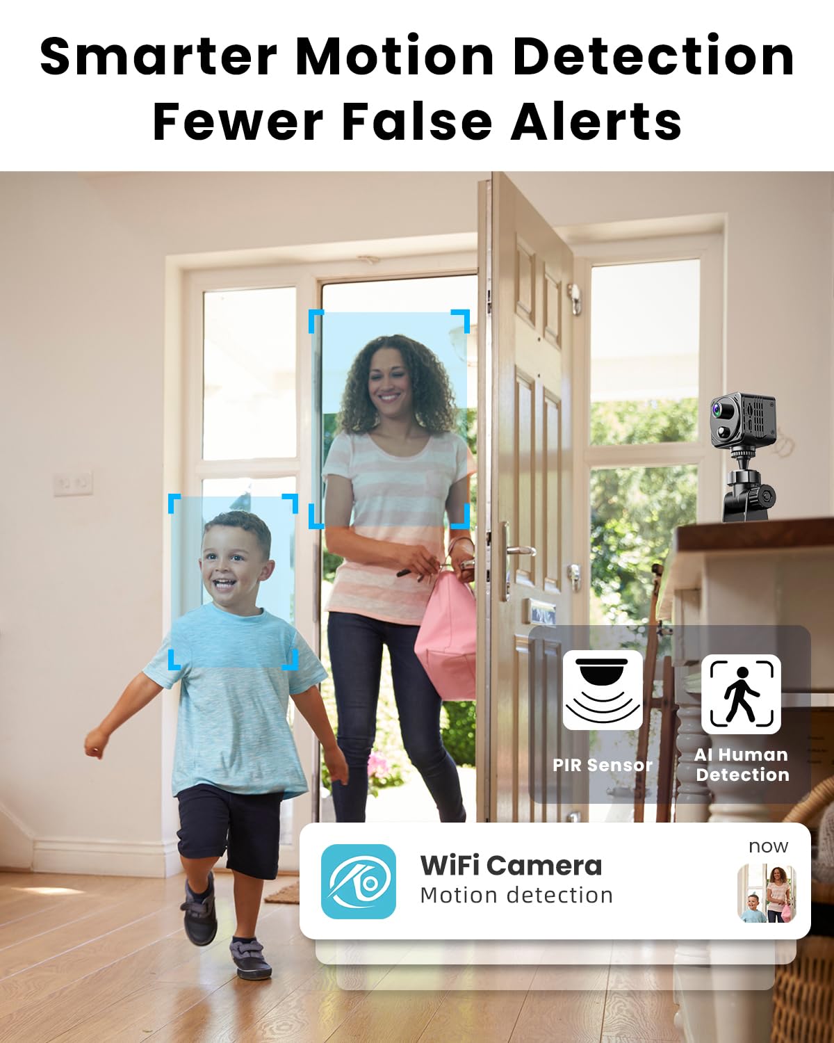 VIDCASTIVE 4K Mini Hidden Camera Dual-Band 2.4/5GHz WiFi Indoor Security Camera with AI Human Detection, Night Vision, Cloud/SD Storage, Up to 150 Days Standby Battery Life