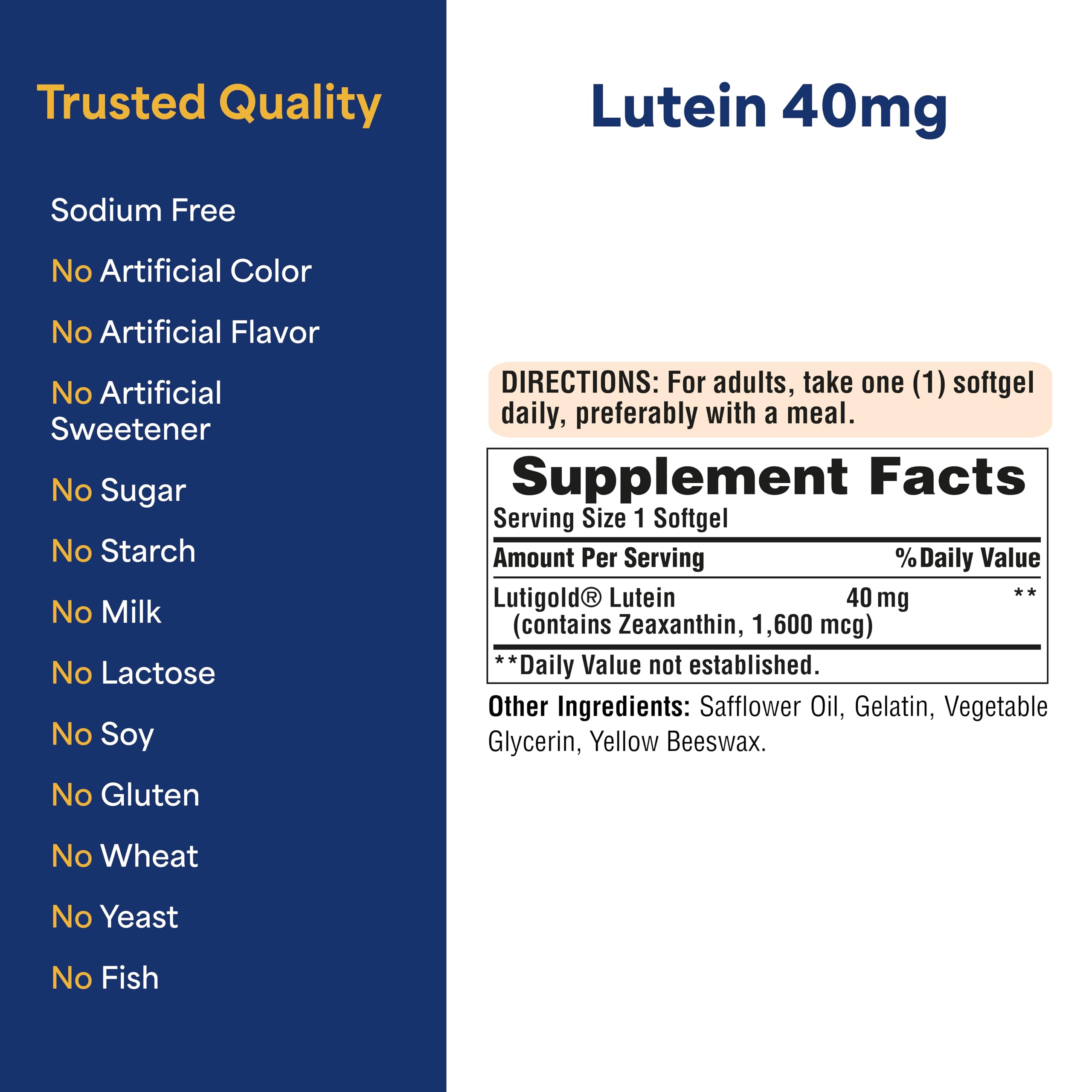 Puritan's Pride Premium Lutigold™ Lutein Carotenoid 40mg with Zeaxanthin for Men and Women, Dietary Supplement for Eye Health Support, 8 Month Supply, 120 Easy-to-Swallow Softgels, 2 Pack