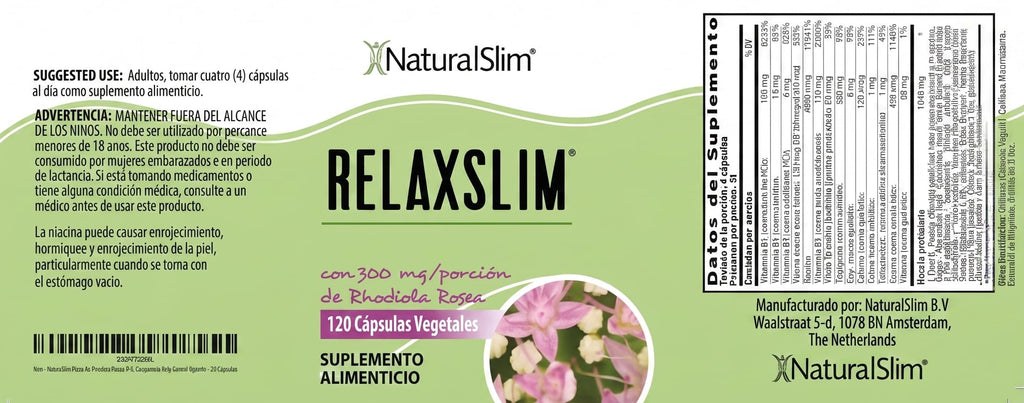 NaturalSlim Relaxslim Rhodiola Rosea & Adaptogenic Herb for Brain, Mood, Metabolism, Tension & Energy Support Supplement - 21 Different Natural Compounds Help Control Appetite - 120 Capsules