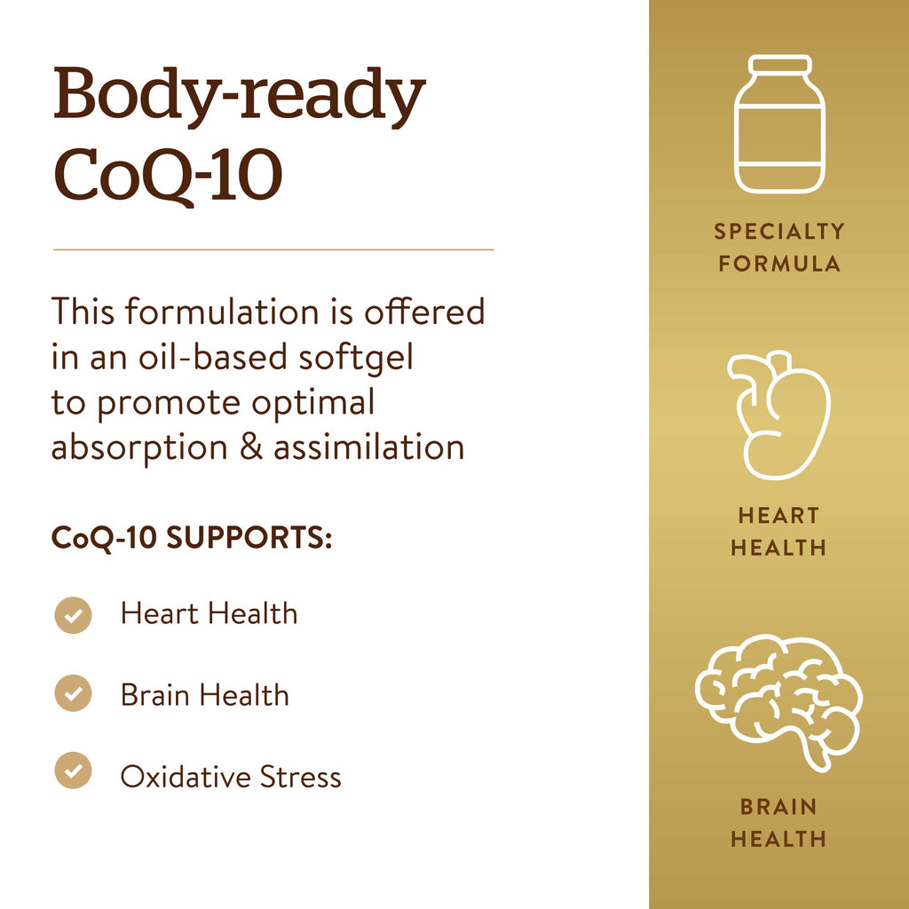 Solgar Megasorb CoQ-10 400 mg, 60 Softgels - Supports Brain Function - Coenzyme Q10 Supplement - Enhanced Absorption - Gluten Free, Dairy Free - 60 Servings
