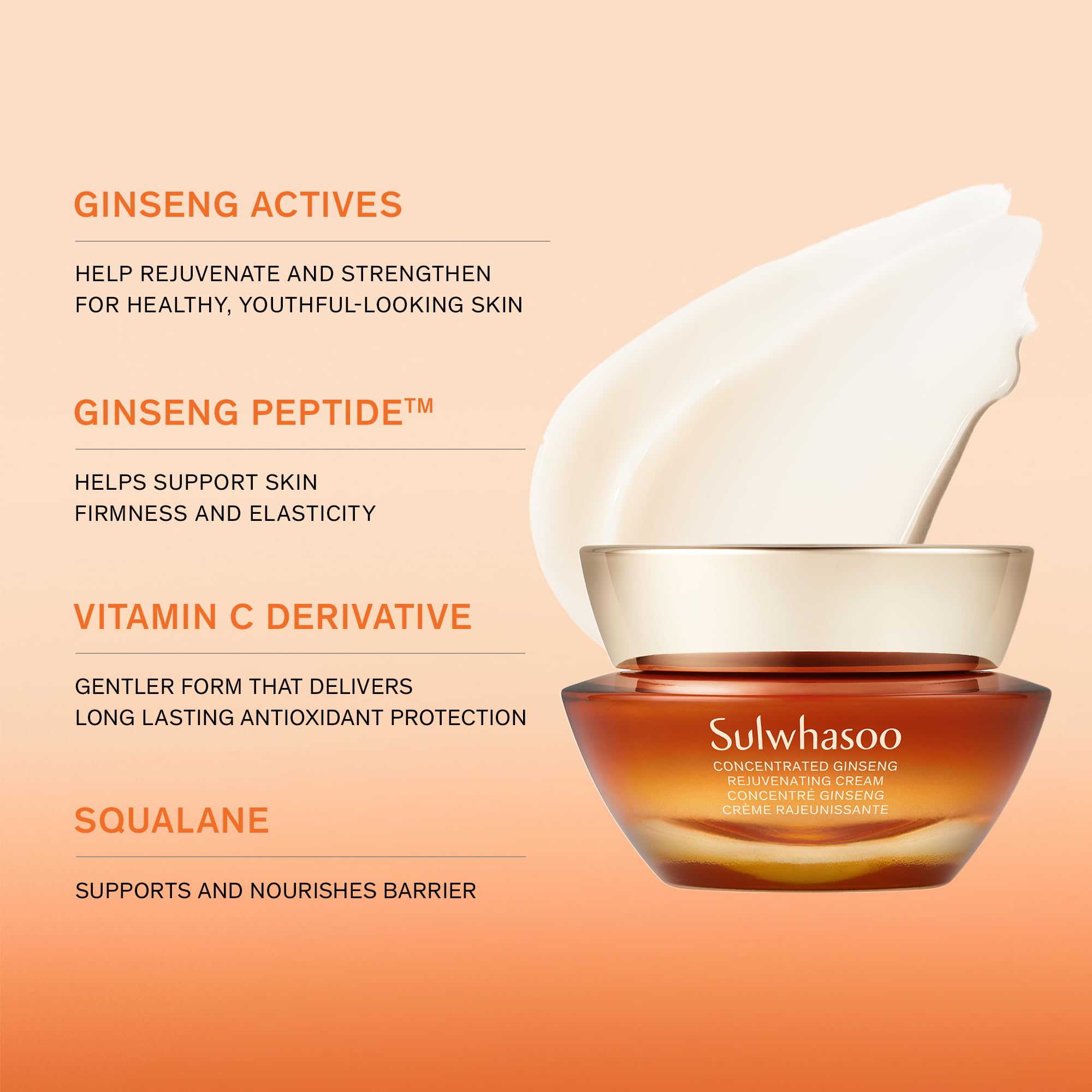 Sulwhasoo Concentrated Ginseng Rejuvenating Cream | Anti-Aging Korean Moisturizer | With Ginseng, Peptides & Squalane | Firms & Reduces Wrinkles | Hydrating Face Cream for All Skin Types, 0.33 fl. oz.
