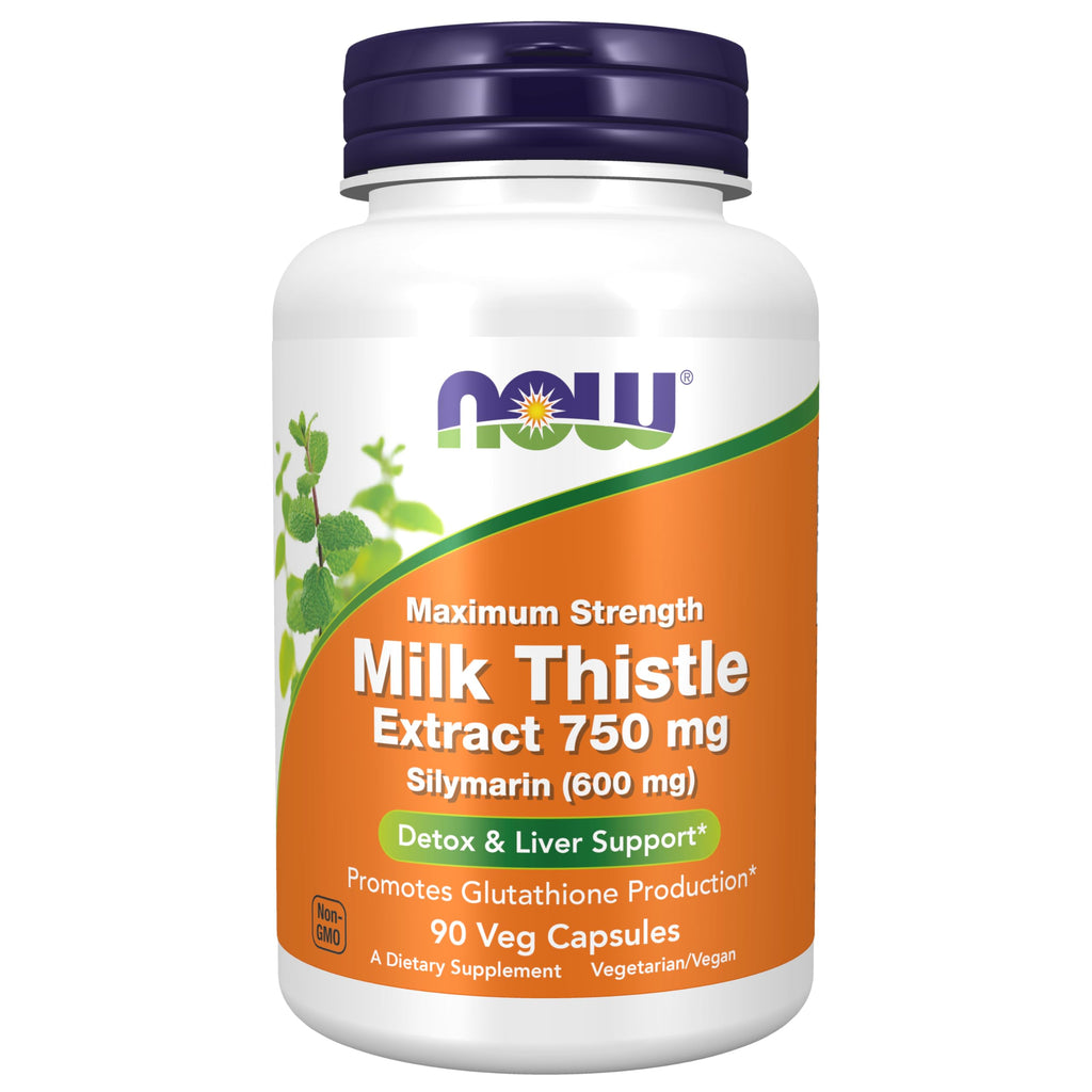 Now Foods Milk Thistle Extract 750 mg Silymarin (600 mg), Maximum Strength - 90 Veg Capsules