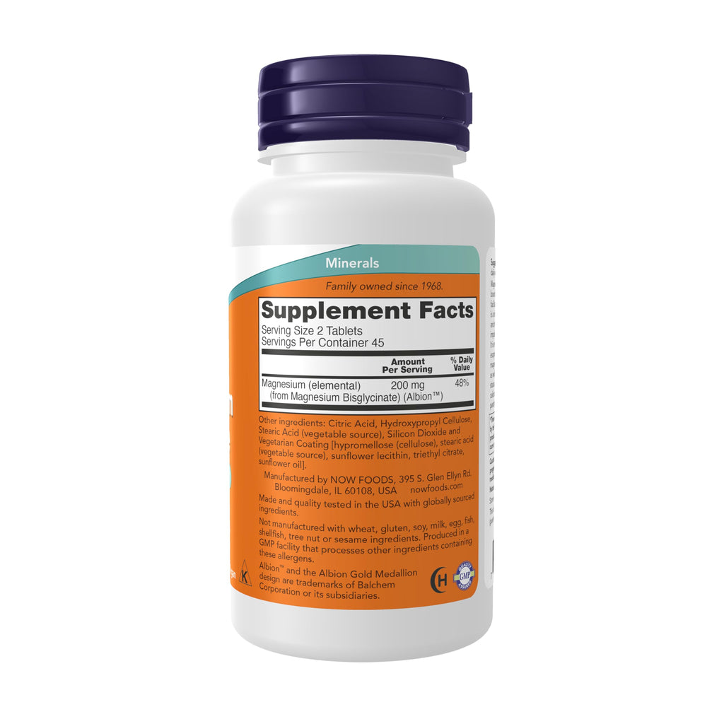 Now Supplements, Magnesium Glycinate, Highly Absorbable Form, 90 Tablets