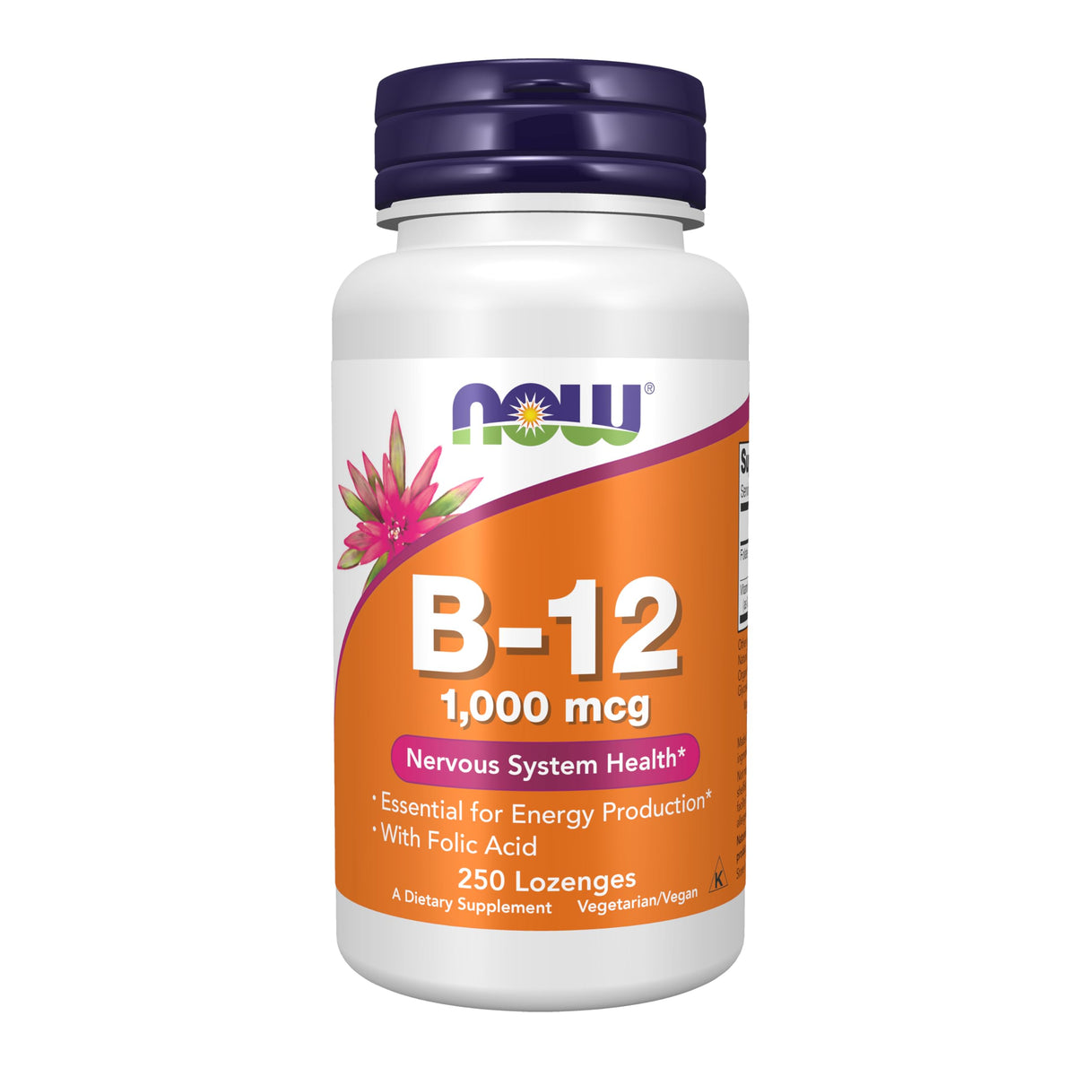 NOW Foods Supplements, Vitamin B-12 1,000 mcg with Folic Acid, 250 Chewable Lozenges