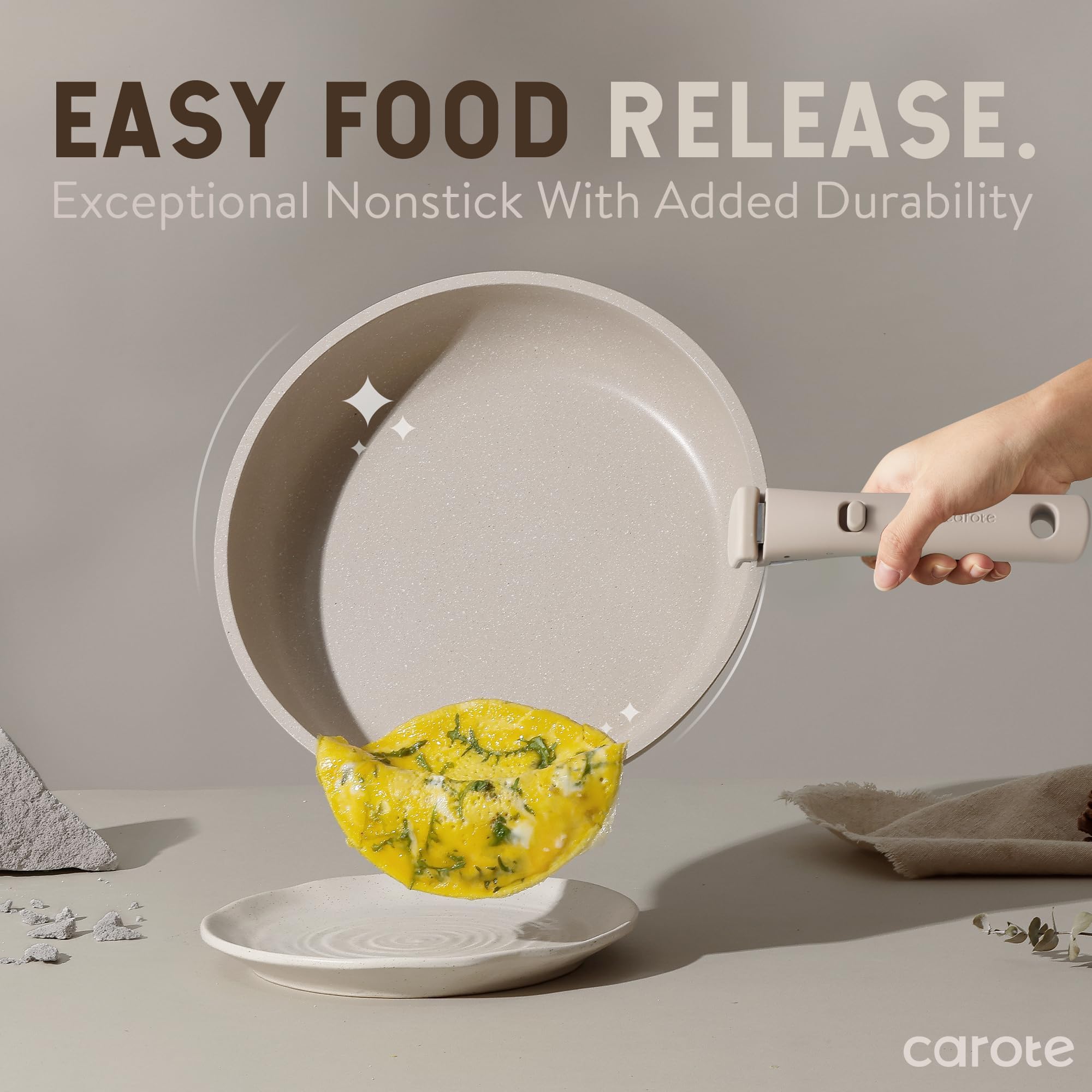 CAROTE 19pcs Pots and Pans Set Non Stick, Detachable Handle Cookware Sets