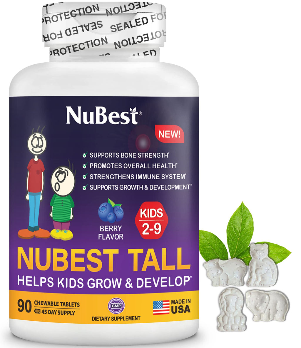 NuBest Bundle Tall 10+ 60 Capsules Tall Kids 90 Chewable Tablets | Height Growth Support for Kids & Teens | Calcium, Vitamins D3 K2, Collagen & Herbal Blend