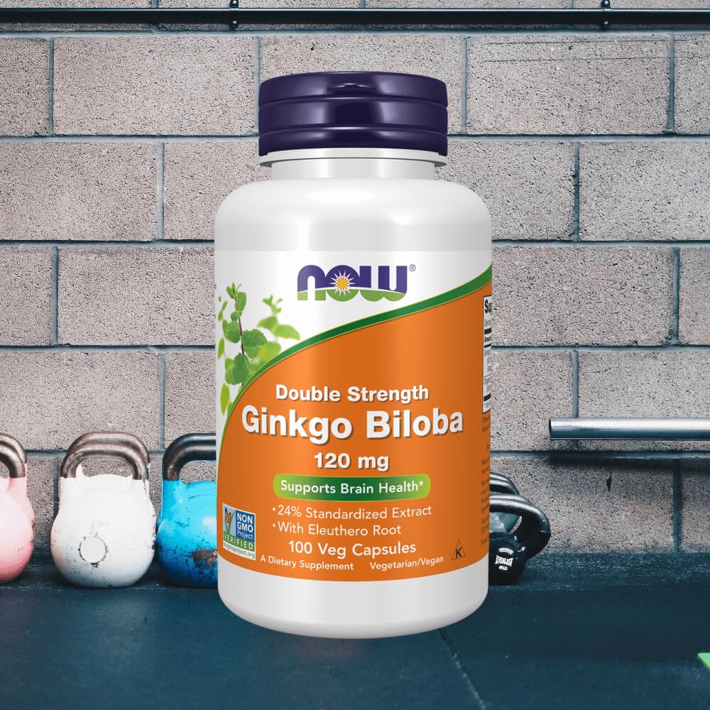 NOW Foods Ginkgo Biloba with Eleuthero Root, 100 Veg Capsules