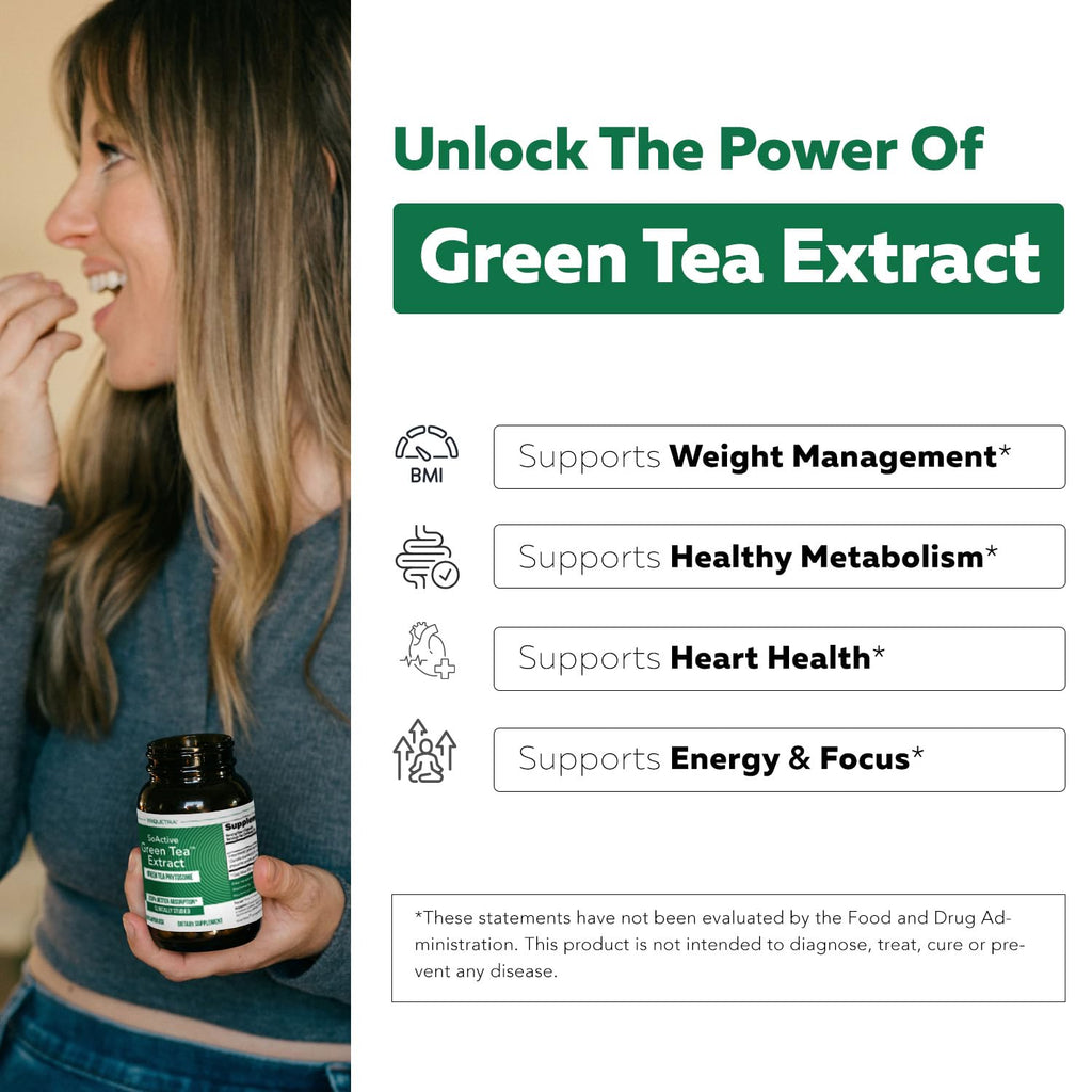 SoActive Green Tea™ Extract - Clinically Studied Green Tea Phytosome - Up to 200% Better Absorption & Bioavailability - Clinically Validated Dose - Supports Metabolism & Weight Management - 60 Caps