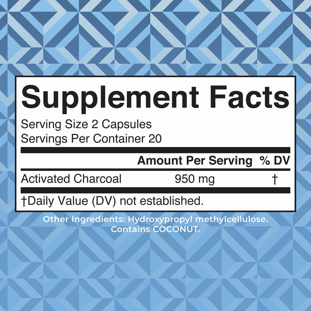 MARYRUTH'S Activated Charcoal Capsules, 950 mg, Non-GMO, Vegan, 40 Count