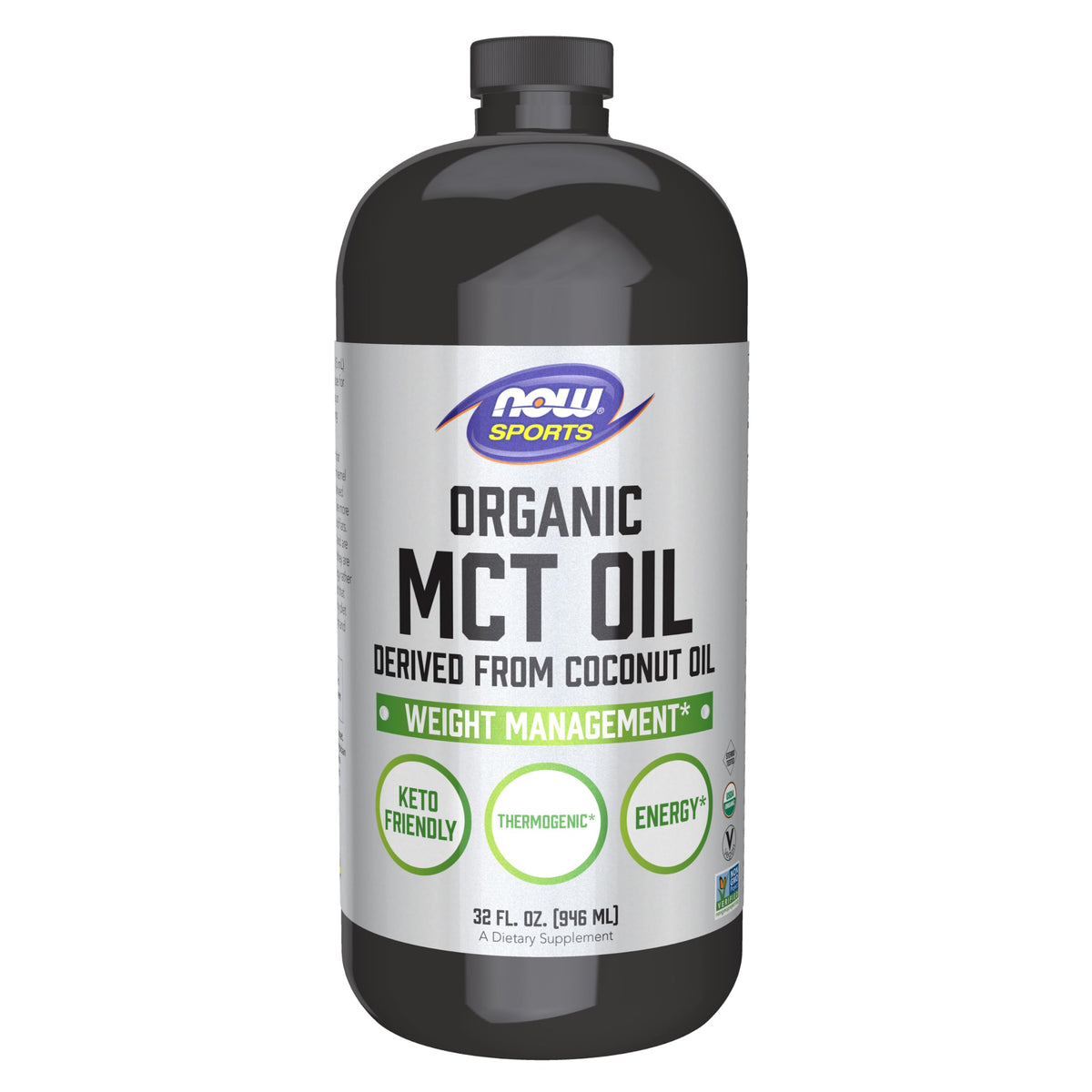 NOW Sports, Organic MCT Oil 14 g, Plastic Bottle, 32 fl. oz