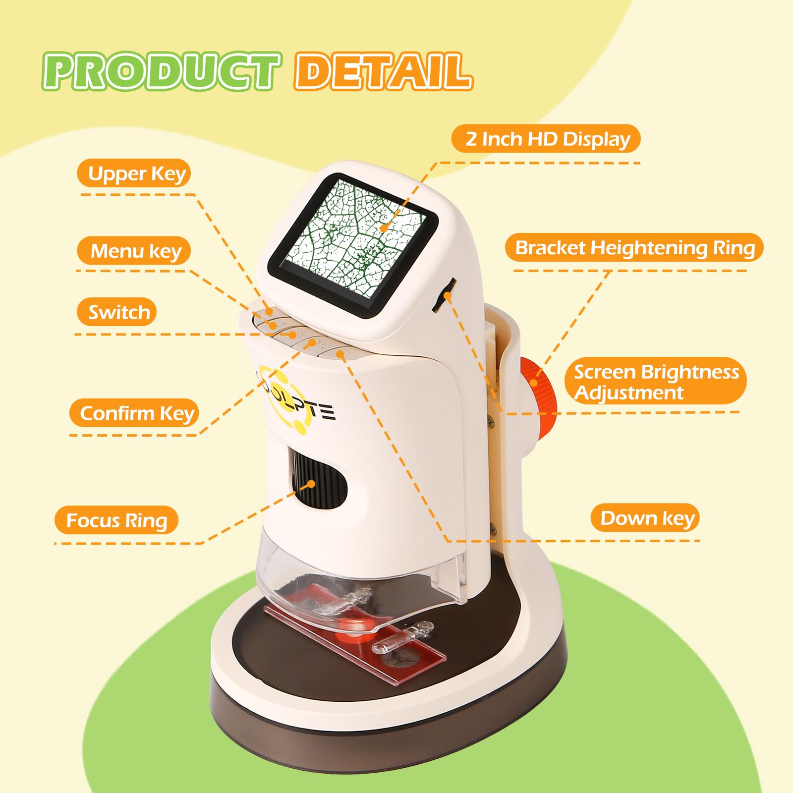 Handheld Digital Microscope for Kids, 1000X, 2.1'' HD LCD Screen