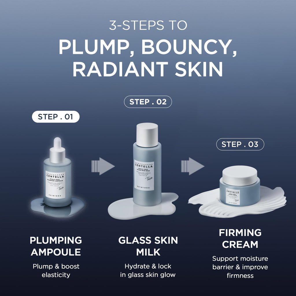 SKIN1004 Hyalu TECA Plumping Ampoule, Hyaluronic Acid Serum for Dewy Glow Skin, Hydrating Face Serum with Soothing Centella & Ceramide, Peptides for Firming Skin, Korean Skin Care, 1.69 fl.oz / 50ml