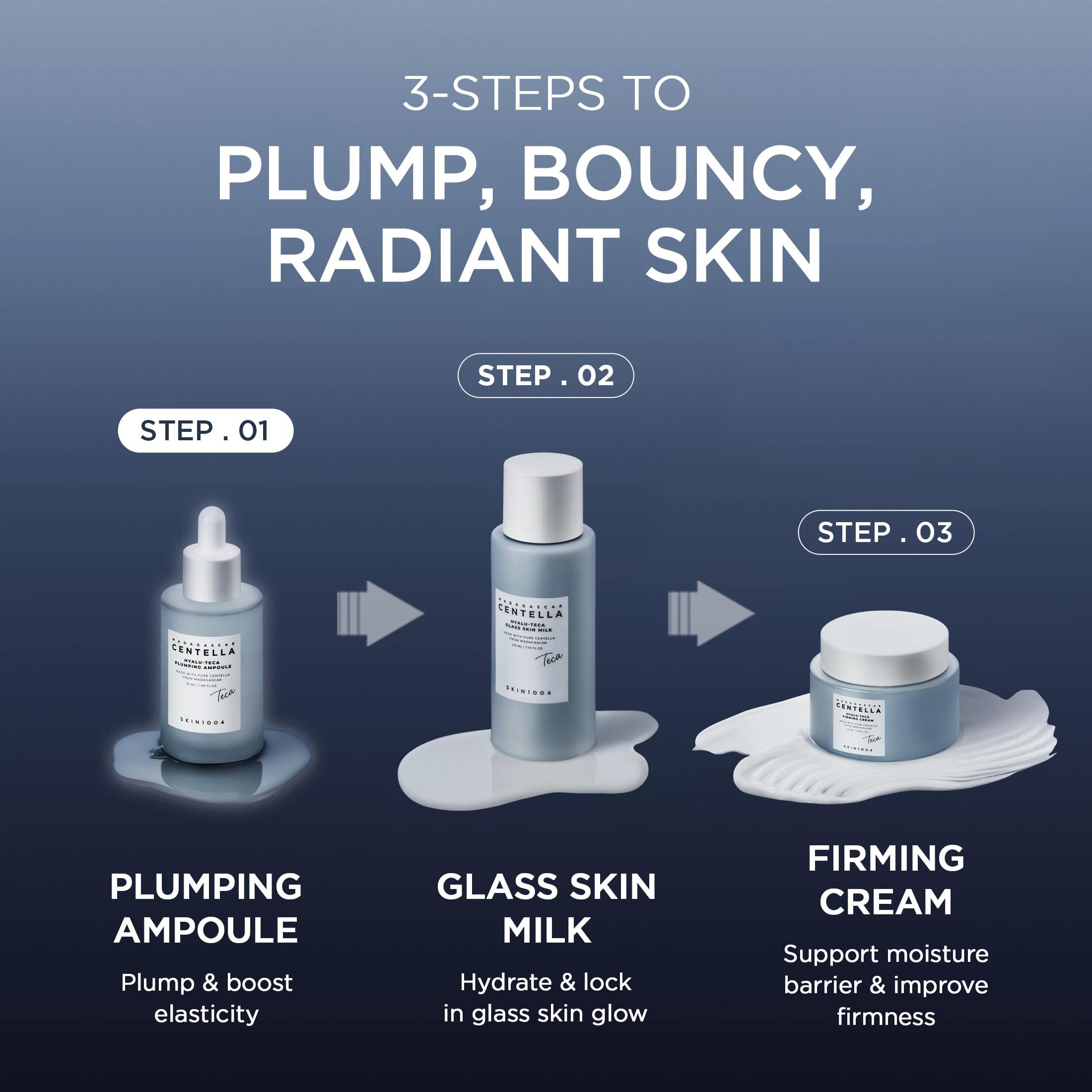 SKIN1004 Hyalu TECA Plumping Ampoule, Hyaluronic Acid Serum for Dewy Glow Skin, Hydrating Face Serum with Soothing Centella & Ceramide, Peptides for Firming Skin, Korean Skin Care, 1.69 fl.oz / 50ml