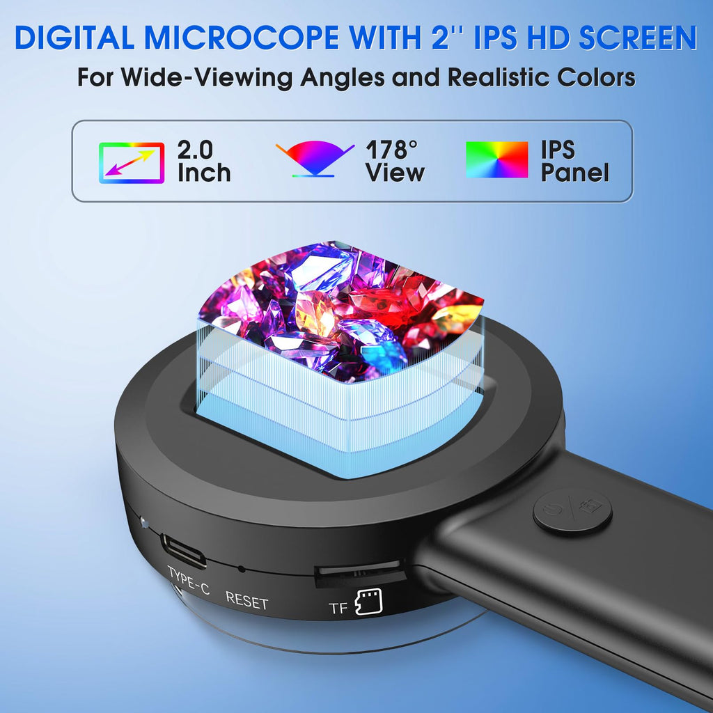 Pocket Digital Microscope Magnifying Glass with Light for Kids and Adults