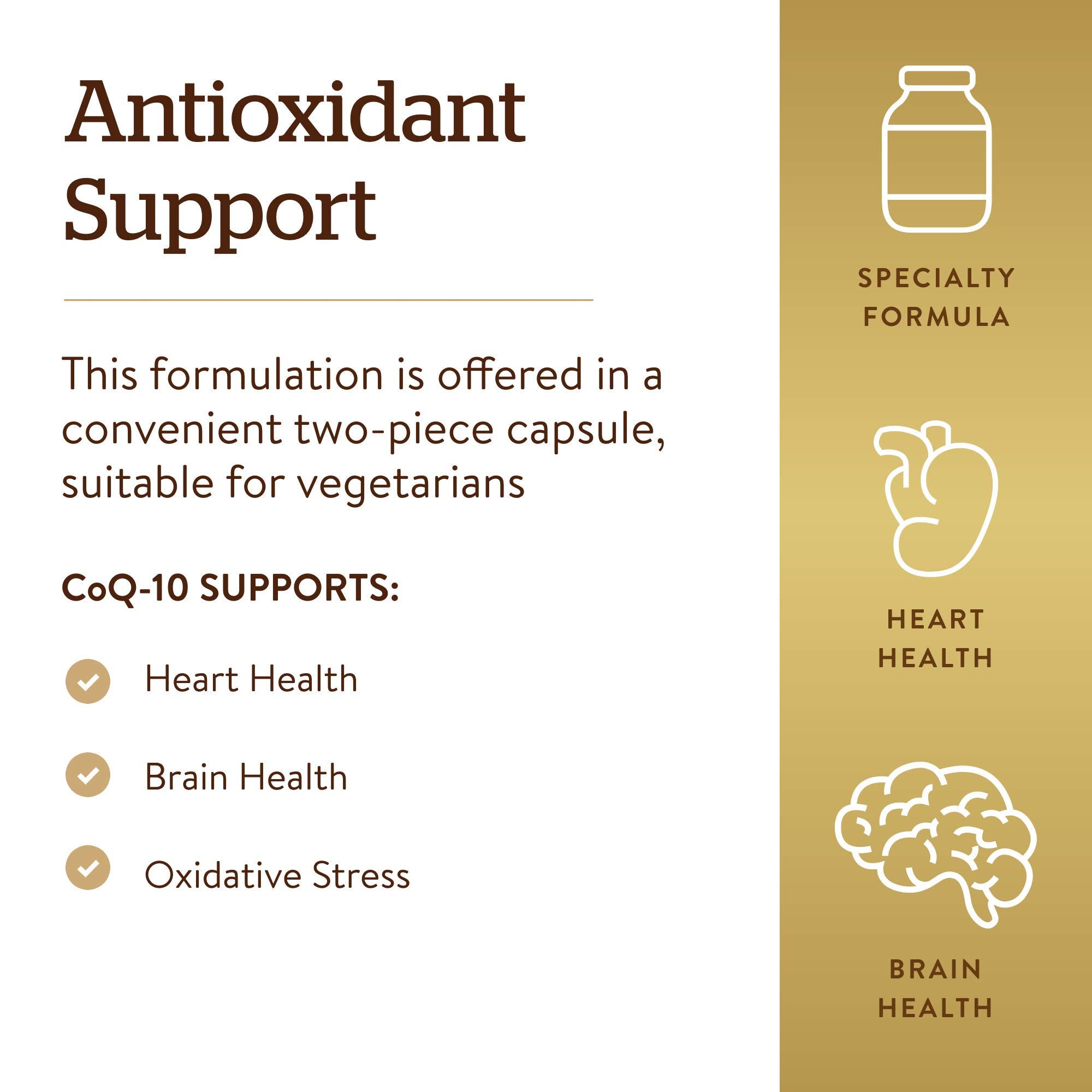 Solgar Vegetarian CoQ-10 200 mg, 60 Vegetable Capsules - Heart Healthy, Protective Antioxidant - Coenzyme Q10 (CoQ-10) Supplement - Vegan, Gluten Free, Dairy Free, Kosher - 60 Servings