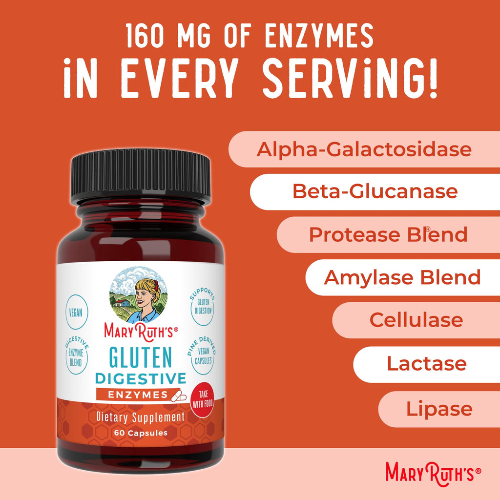 MARYRUTH'S Gluten Digestive Enzymes, Proprietary Enzyme Blend, 60 Count