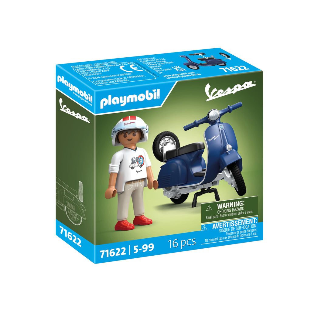 PLAYMOBIL Cars 71622 1969 Vespa 150 Sprint Veloce, Blue, Faithful Model for Collectors and Fans, Includes Versatile Accessories and Detachable Spare Wheel
