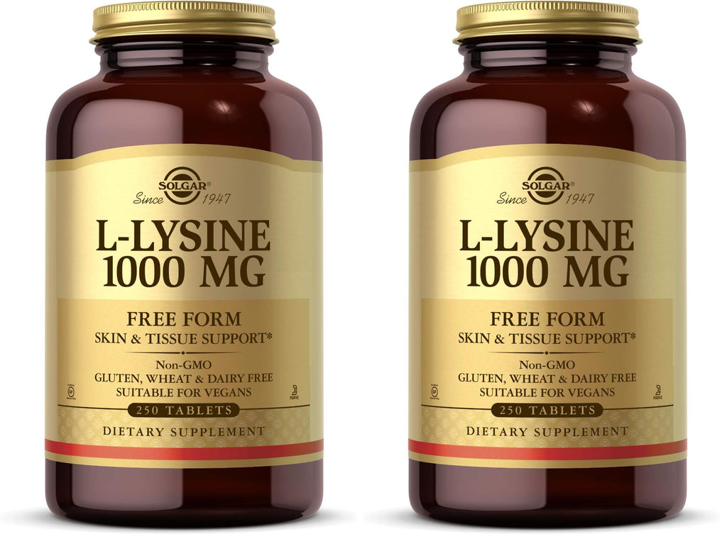 Solgar L-Lysine 1000 mg, 250 Tablets - Enhanced Absorption and Assimilation - Promotes Integrity of Skin and Lips - Collagen Support - Amino Acids - Non-GMO, Vegan, Gluten Free-250 Servings(Pack of 2)