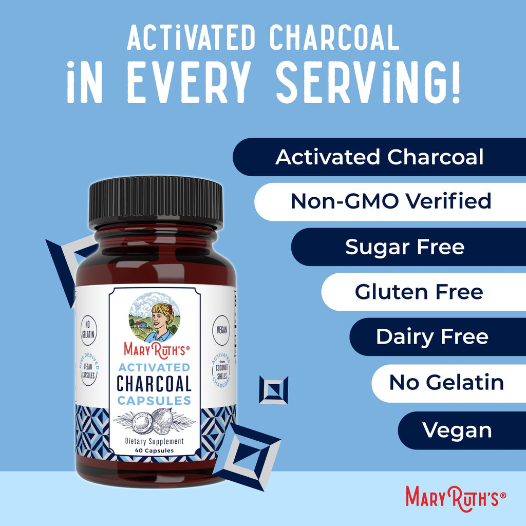 MARYRUTH'S Activated Charcoal Capsules, 950 mg, Non-GMO, Vegan, 40 Count