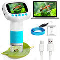 Microscope for Kids & Video Camera, Kid Science Toys，Handheld Digital Microscope，STEM Educational Toy for Wonder Quest，Magnifying Glass for Bugs，Birthday for Boys and Girls (Light Blue) (Blue)