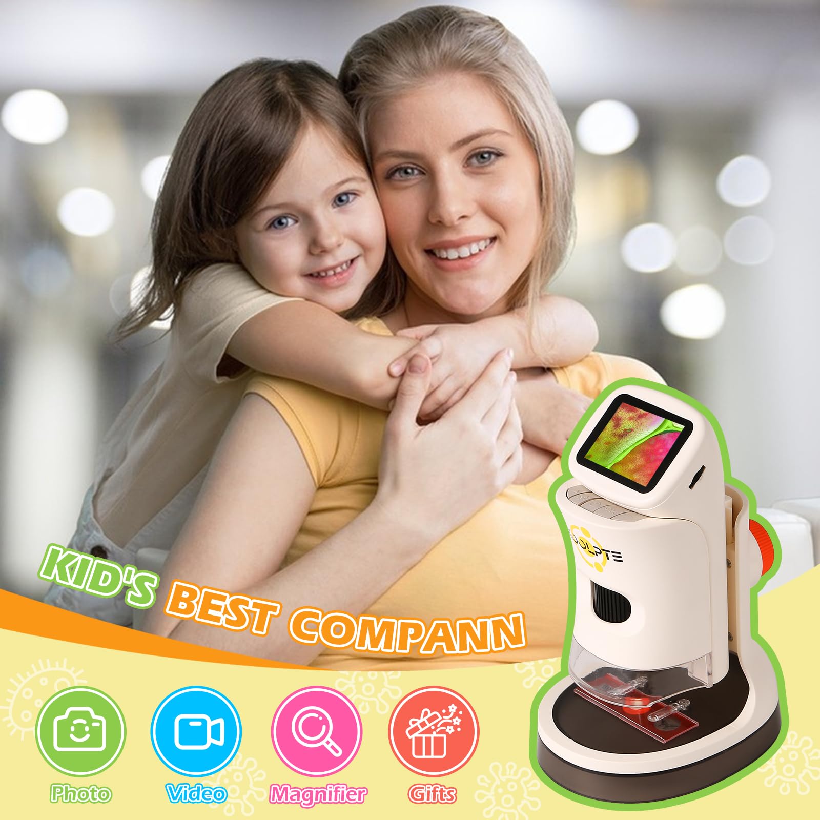 Handheld Digital Microscope for Kids, 1000X, 2.1'' HD LCD Screen