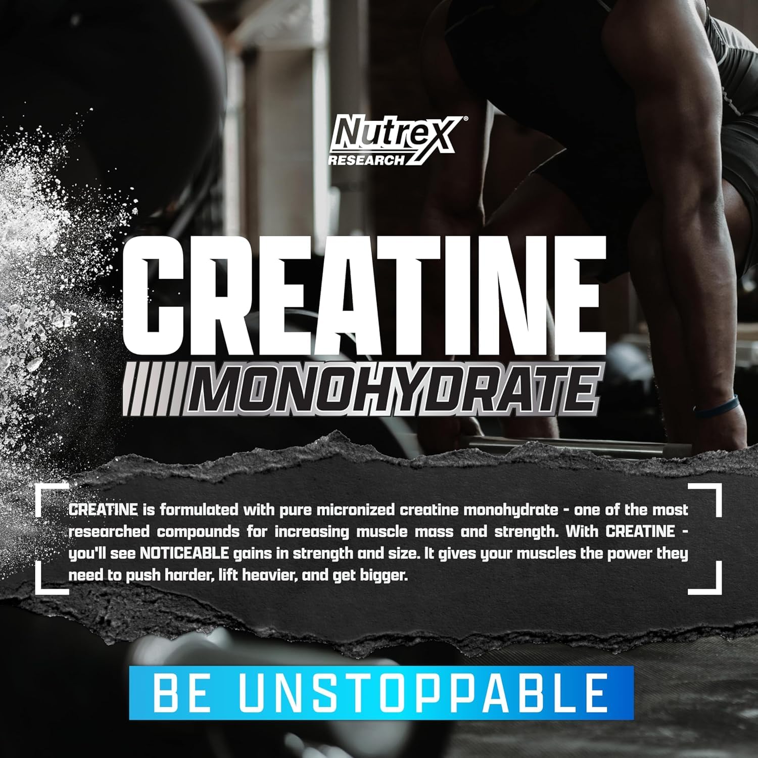 Nutrex Research Ultra Pure Creatine Monohydrate Powder Unflavored | 5G Micronized Creatine Powder for Muscle Gain, Strength, Endurance and Recovery, 80 Servings