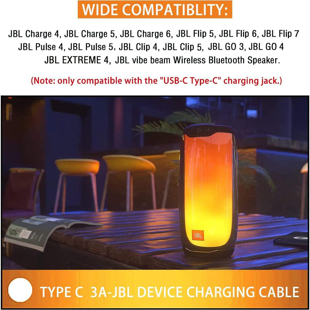 Hyacinyh 5FT USB Fast Charger Charging Cable Cord Compatible with for JBL Flip 5, Flip 6, Flip 7, JBL Charge 4, Charge 5, Charge 6, Pulse 4 Wireless Bluetooth Earphones Speakers
