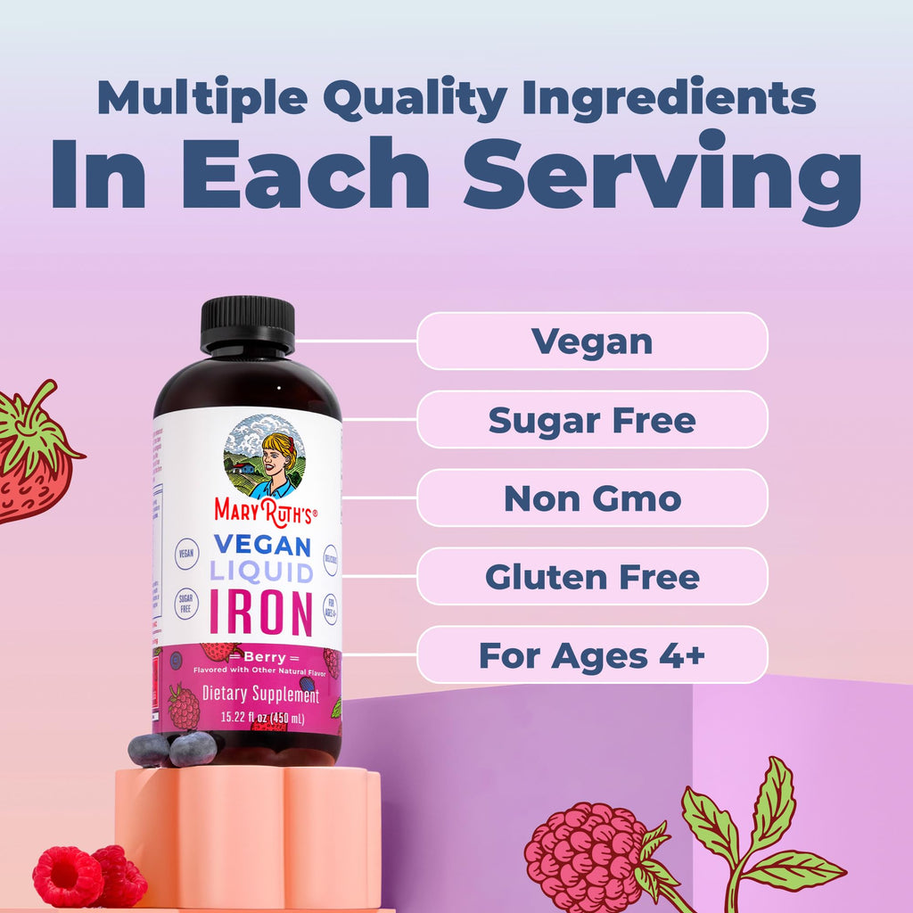 MaryRuth's Liquid Iron Supplement for Women Men & Kids, 15.22 Fl Oz, Vegan