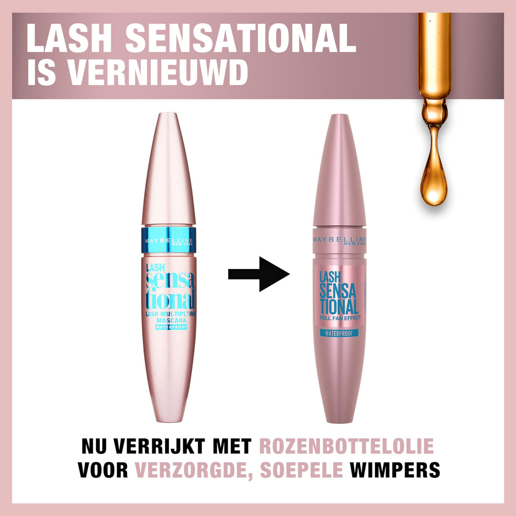 Maybelline Lash Sensational Lash Multiplying Waterproof Mascara, No. Black, 0.31 Ounce
