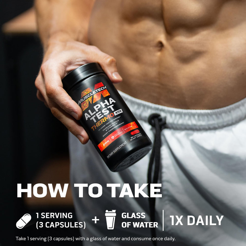AlphaTest Thermo XTR | MuscleTech | Thermogenic Testosterone Booster| Muscle & Strength Builder for Men | Workout Supplement | 90 Capsules | 30 Servings