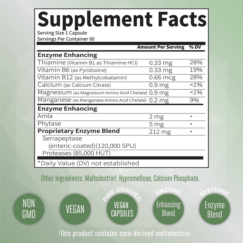 MaryRuth's Serrapeptase Enzymes Capsules, 60 Count, Vegan